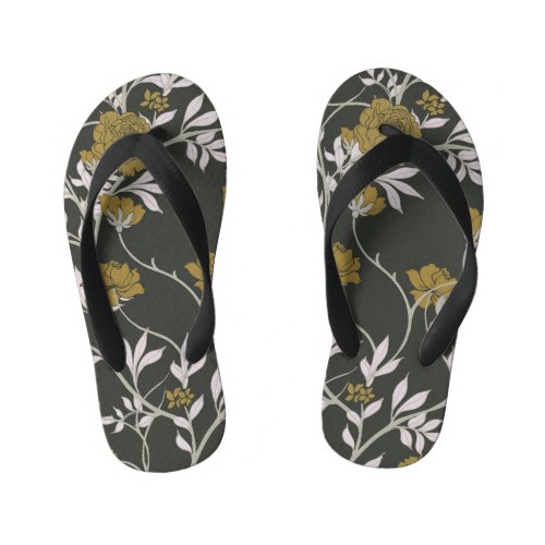 Elegant floral vintage pattern design kids flip flops