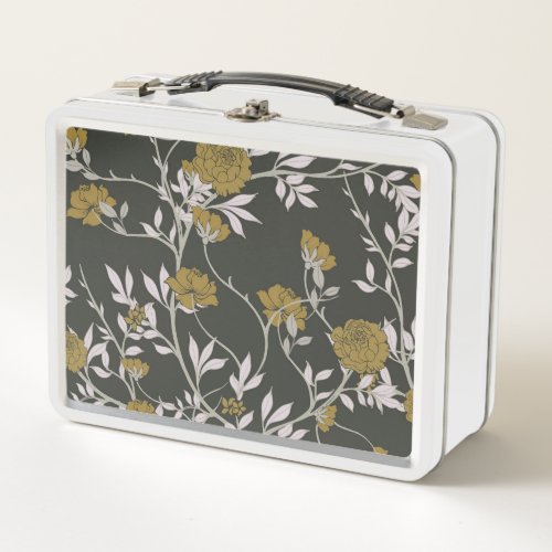 Elegant floral vintage pattern design metal lunch box