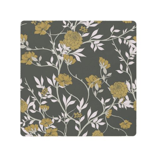 Elegant floral vintage pattern design metal print
