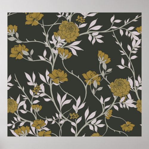 Elegant floral vintage pattern design poster