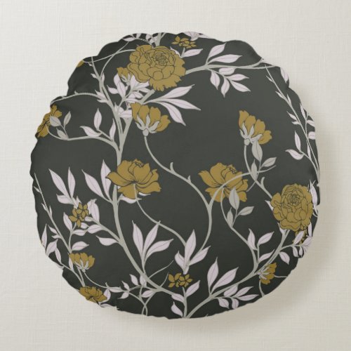 Elegant floral vintage pattern design round pillow