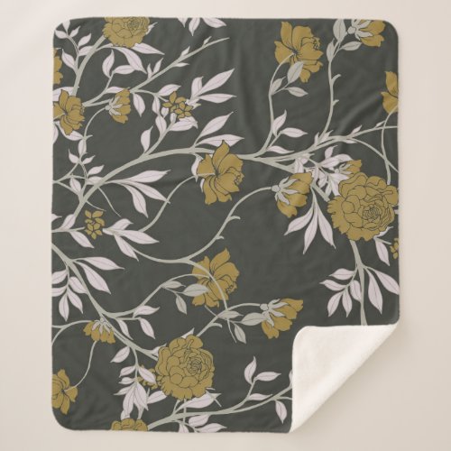 Elegant floral vintage pattern design sherpa blanket