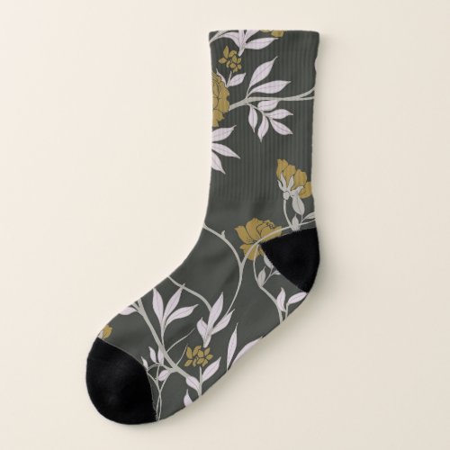 Elegant floral vintage pattern design socks