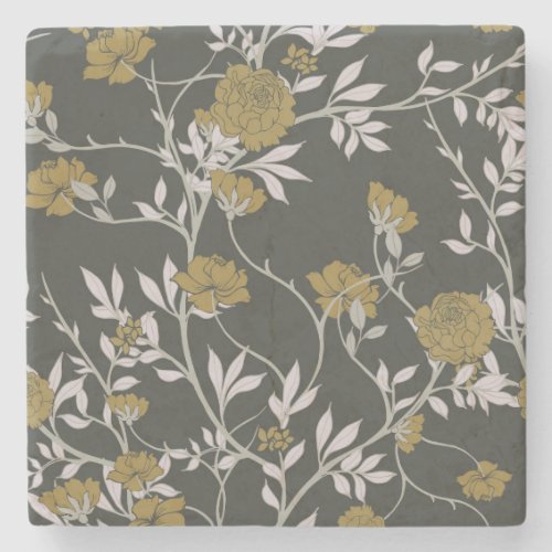 Elegant floral vintage pattern design stone coaster