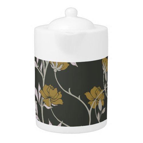 Elegant floral vintage pattern design teapot