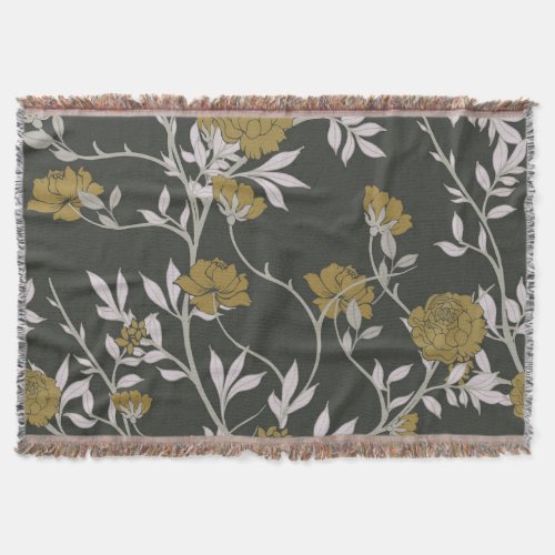 Elegant floral vintage pattern design throw blanket