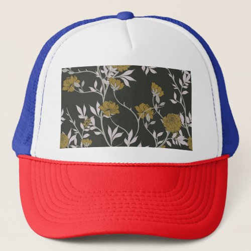 Elegant floral vintage pattern design trucker hat