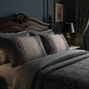 Elegant Floral Vintage Pink and Gray Damask Pillow Case