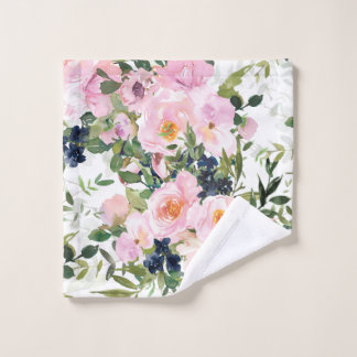 Elegant, Floral, Vintage, Pink and White Wash Cloth
