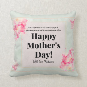 Elegant Floral Vintage Pink Green Mother's Day Throw Pillow