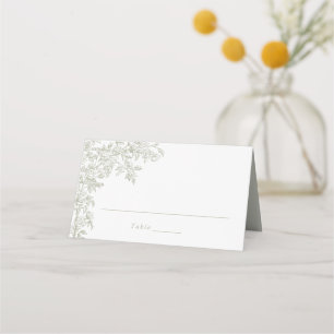 Elegant Floral Vintage Roses Trellis Sage Wedding Place Card