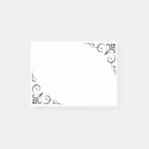 Elegant Floral Vintage Scroll Border Custom Color Post-it Notes