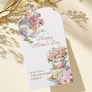 Elegant Floral Vintage Tea Happy Mother's Day Gift Tags