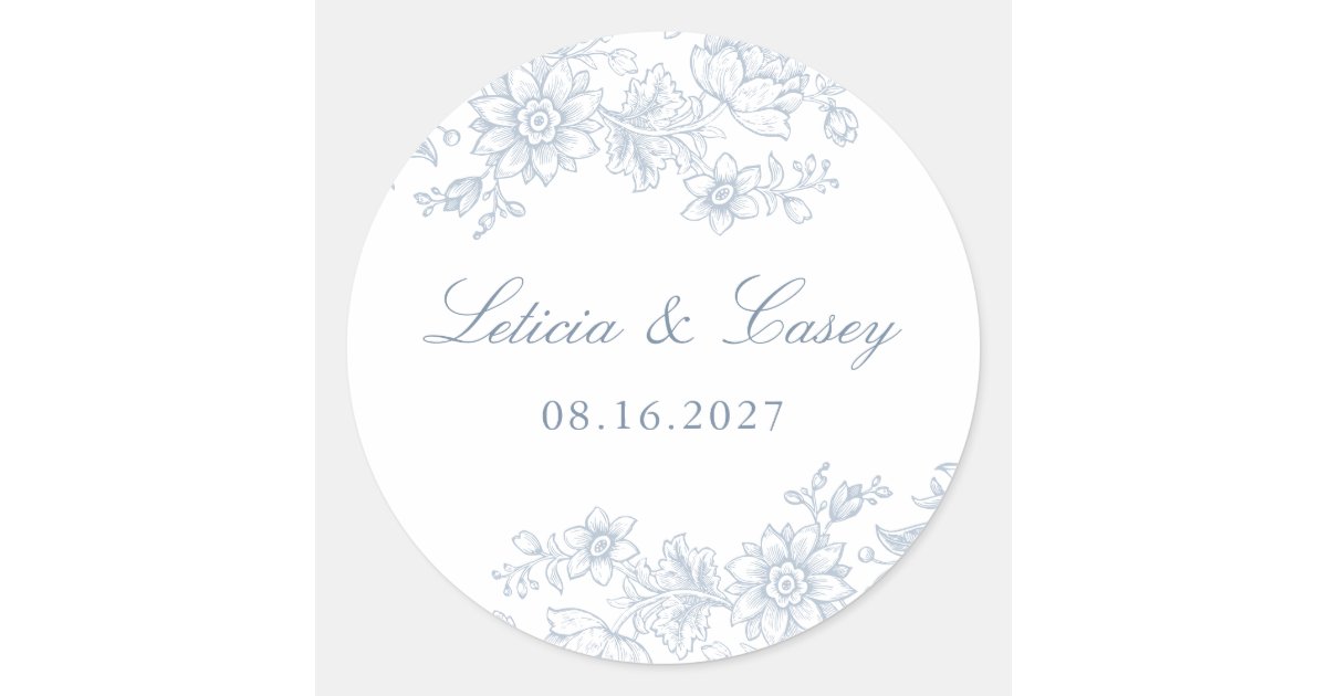 Elegant Floral Vintage Wedding Classic Round Sticker | Zazzle