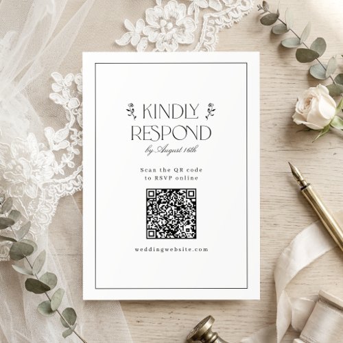 Elegant Floral Vintage Wedding QR Code RSVP Card