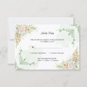 Elegant Floral Vintage Wedding RSVP Card