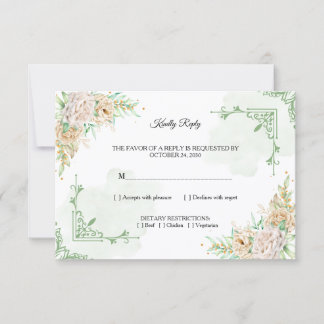 Elegant Floral Vintage Wedding RSVP Card