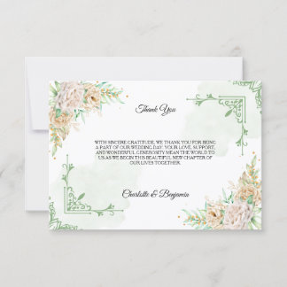 Elegant Floral Vintage Wedding Thank You Card