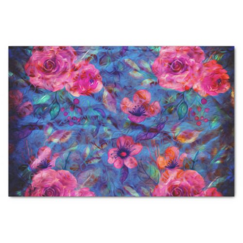 Elegant Floral Violet Rose Pattern  Tissue Paper