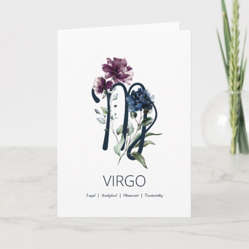 Elegant Floral Virgo Birthday Card