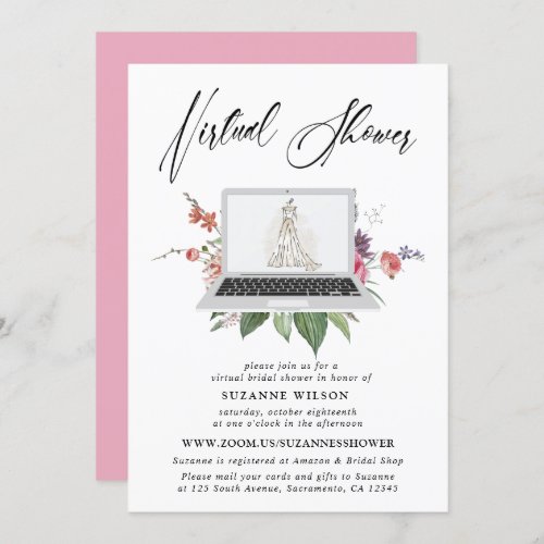 Elegant Floral Virtual Bridal Shower Invitation