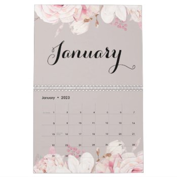 Elegant Floral Wall Calendar 2023 by online_store at Zazzle