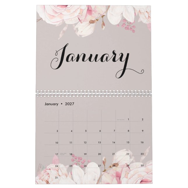 Elegant Floral Wall Calendar 2024 (Jan 2027)