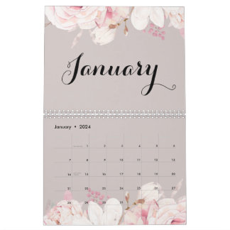 Elegant Floral Wall Calendar 2024