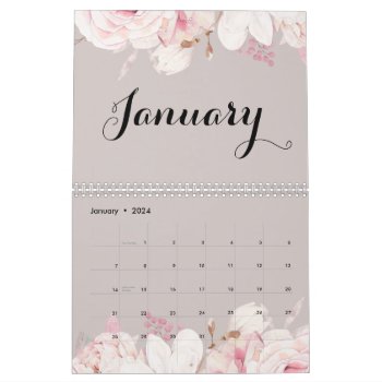Elegant Floral Wall Calendar 2024 by online_store at Zazzle