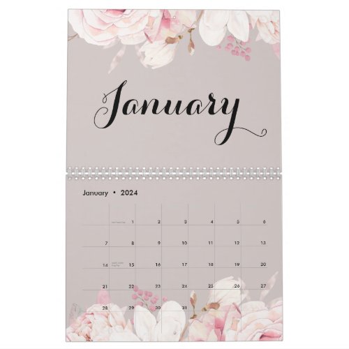 Elegant Floral Wall Calendar 2024