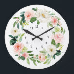 Elegant Floral Wall Clock, Large Clock<br><div class="desc">Whether you need to keep track of time or just want beautiful wall decor to accessorize your wall,  this floral wall clock is perfect. Design features watercolor blush flowers.</div>
