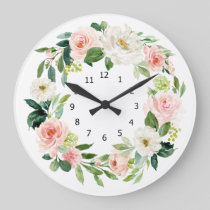 Elegant Floral Wall Clock, Large Clock