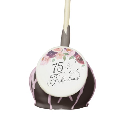 Elegant Floral Watercolor 75th Birthday Party Cake Pops