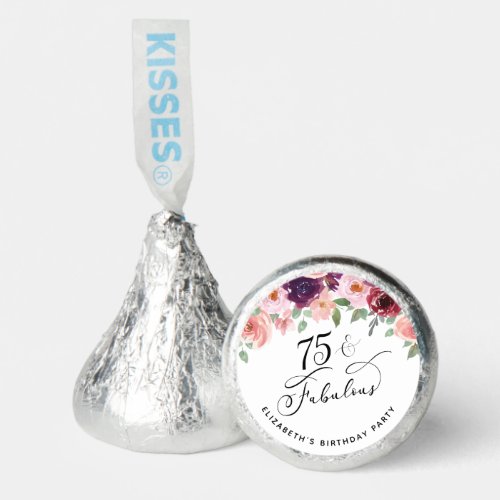 Elegant Floral Watercolor 75th Birthday Party Hersheys Kisses