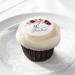 Elegant Floral Watercolor 80th Birthday Party Edible Frosting Rounds<br><div class="desc">Fun 80th birthday party frosting rounds with "80 & Fabulous" in an elegant calligraphy script and watercolor bouquets of burgundy red and blush pink florals with sage greenery.</div>