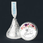 Elegant Floral Watercolor 90th Birthday Party Hershey®'s Kisses®<br><div class="desc">Fun ninetieth birthday party personalized candy favors featuring "90 & Fabulous" in an elegant calligraphy script and watercolor bouquets of burgundy red and blush pink florals with sage greenery. Personalize with her name.</div>