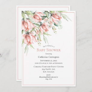 Elegant Floral Watercolor Baby Shower Invitation