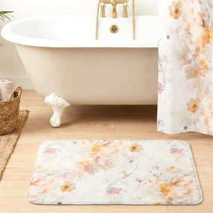 Elegant Floral Watercolor Bath Mat