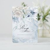 Elegant Floral Watercolor Blue Poppies RSVP Card (Standing Front)