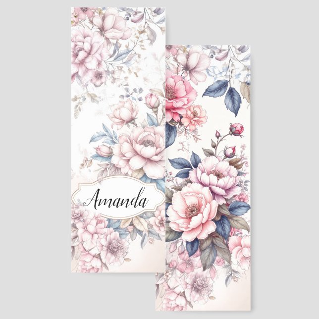 Elegant Floral Watercolor Bookmarks (Front & Back)