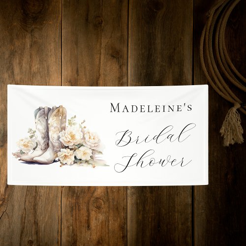 Elegant Floral Watercolor Boots Bridal Shower Banner