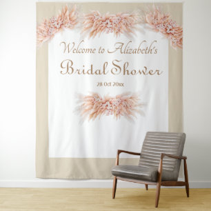 Elegant floral watercolor bridal shower beige tapestry