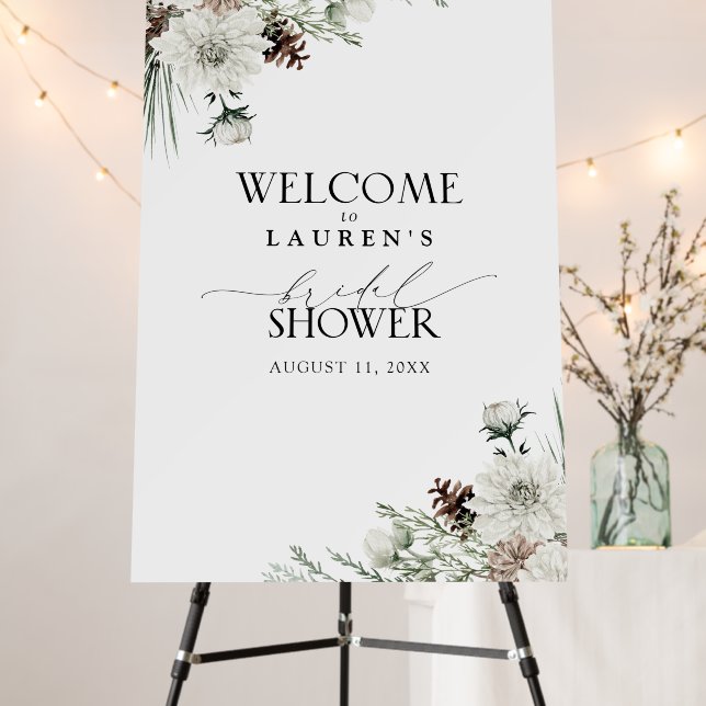 Elegant Floral Watercolor Bridal Shower Welcome Foam Board (In Situ (Stand))