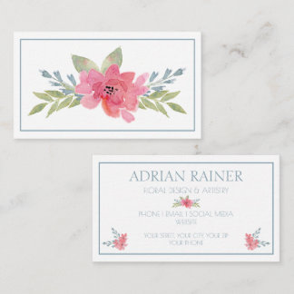 Elegant Floral Watercolor Business Card