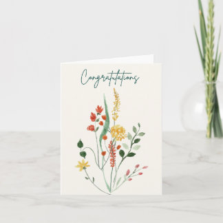 Elegant Floral Watercolor Congratulations Wedding Card
