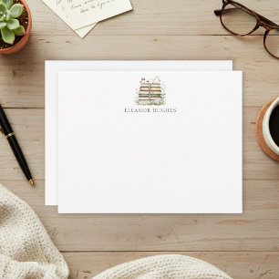 Elegant Floral Watercolor Cottagecore Book Lover Note Card