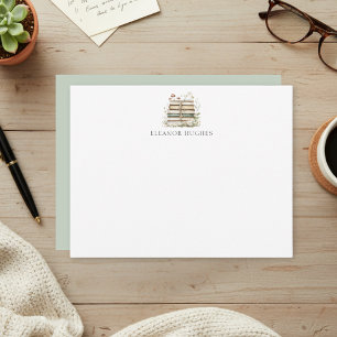 Elegant Floral Watercolor Cottagecore Book Lover Note Card