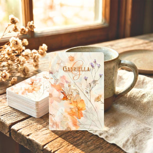 Elegant Floral Watercolor Custom Monogram Poker Cards