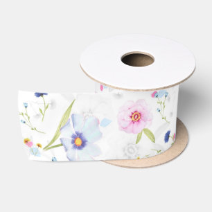 Elegant floral watercolor design satin ribbon