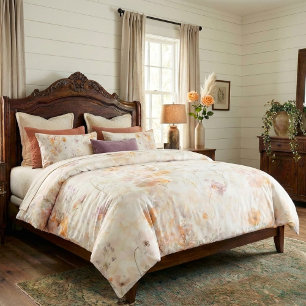 Elegant Floral Watercolor Duvet Cover